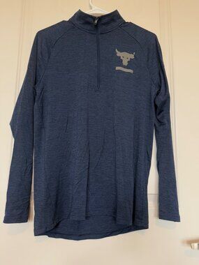 Under Armour HeatGear Quarter Zip The Rock Size S Loose Fit Blue Performance